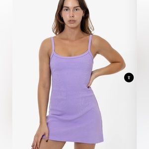 Los Angeles Apparel HEAVY RIB SPAGHETTI MINI DRESS
